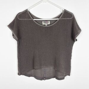 Urban Outfitters Ecote Top Size Small Gray Cropped Open Knit Mesh